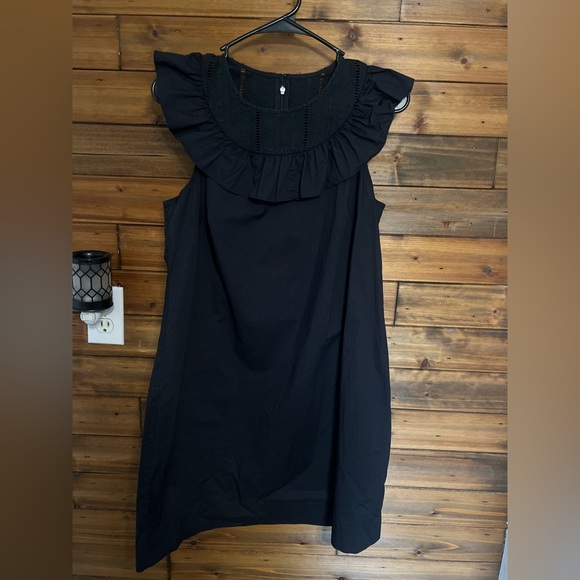 J.Crew Ruffle Dress size 8 color black cotton - Picture 2 of 7